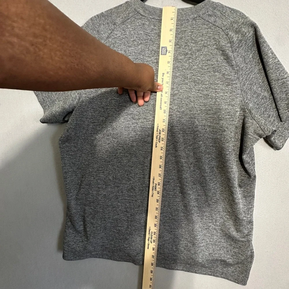 Adidas Mens XL Heather Grey Performance Short Sleeve T-Shirt Logo Crew Neck